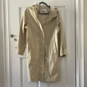 Stradivarius Beige Hooded Rain Coat XS-S